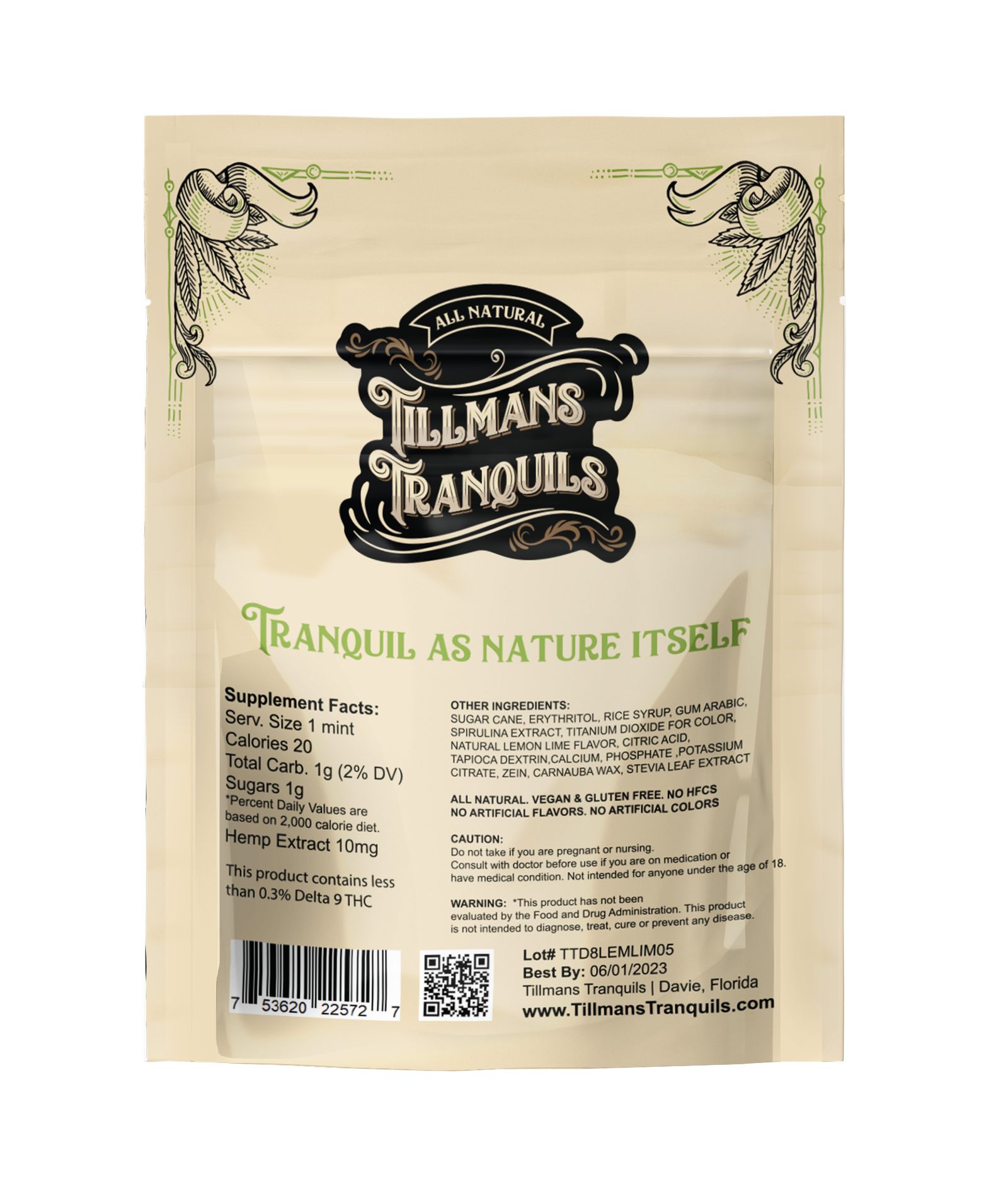 lemon lime delta 8 back of pack